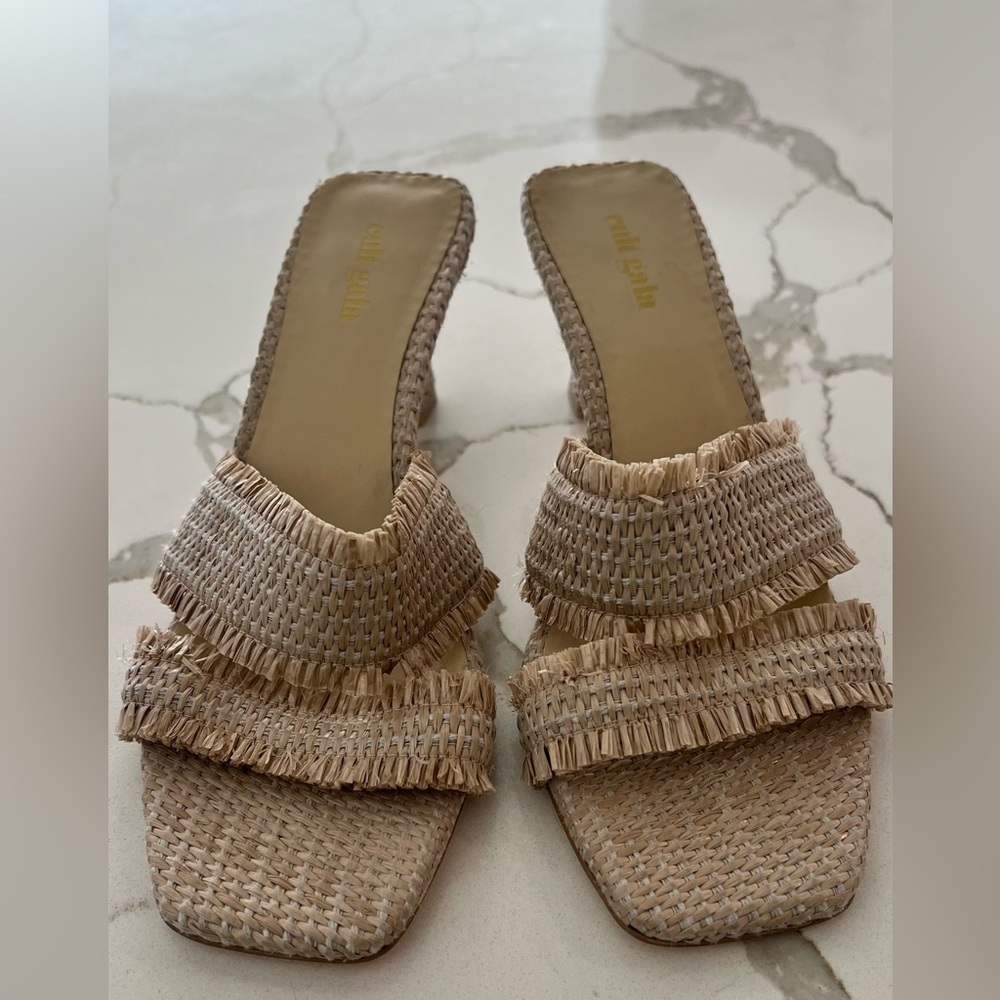 Cult Gaia raffia mules